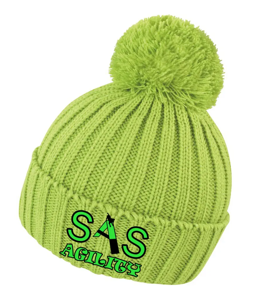 SAS Agility Knitted Bobble Hat - Black or Lime - Image 2